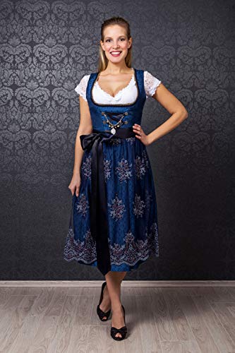 Edelnice Exklusives Designer Midi Dirndl Josepha inkl. Spitzen Dirndlschürze Gr. 32-54 für Besondere Anlässe