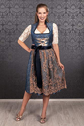 Edelnice Exklusives Designer Dirndl Stehkragen Midi inkl. Spitzendirndlschürze Gr. 32-54 für O@", "Edelnice Exklusives D