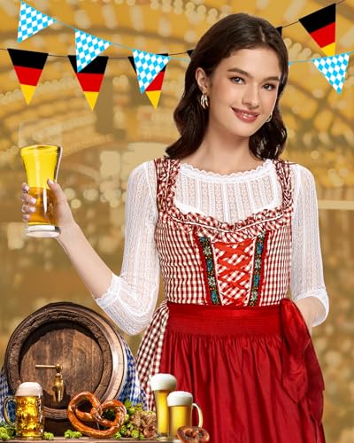 WOWENY Damen Dirndlbluse Spitze Elegante 3/4-Ärmel Bluse Weiß/Schwarz Oktoberfest Traditionelle Feste